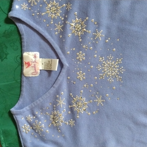 QUACKER FACTORY LAVENDER SNOWFLAKE STUDDED SWEATER - Picture 2 of 7